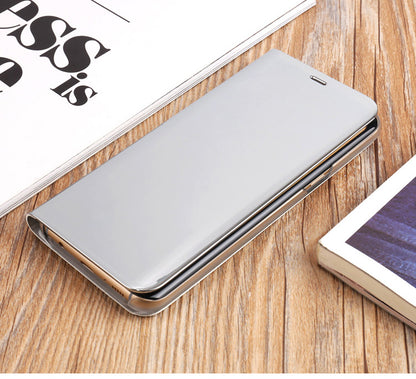 For Samsung Galaxy S8 Plus G955 Plated Mirror Surface View Leather Stand Mobile Case Smart Cell Phone Accessory