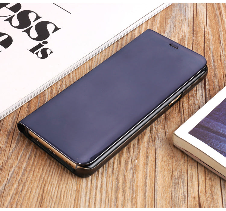 For Samsung Galaxy S8 Plus G955 Plated Mirror Surface View Leather Stand Mobile Case Smart Cell Phone Accessory