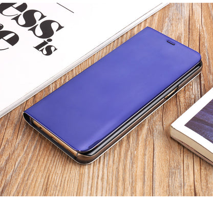 For Samsung Galaxy S8 Plus G955 Plated Mirror Surface View Leather Stand Mobile Case Smart Cell Phone Accessory