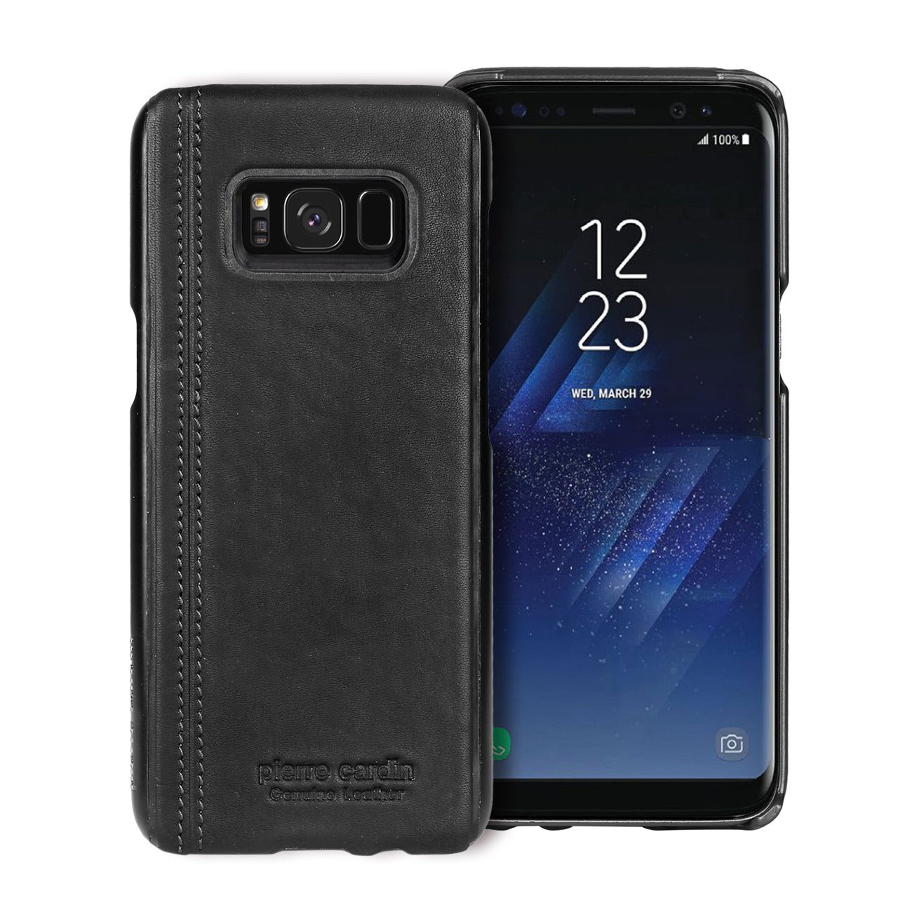 PIERRE CARDIN Stitched Genuine Leather Coated PC Case for Samsung Galaxy S8 SM-G950