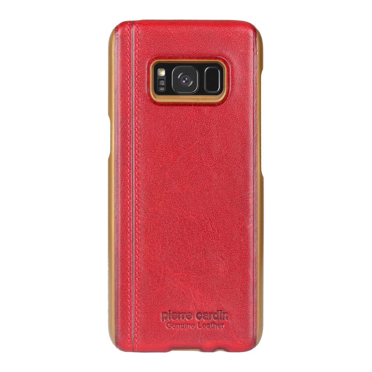 PIERRE CARDIN Stitched Genuine Leather Coated PC Case for Samsung Galaxy S8 SM-G950