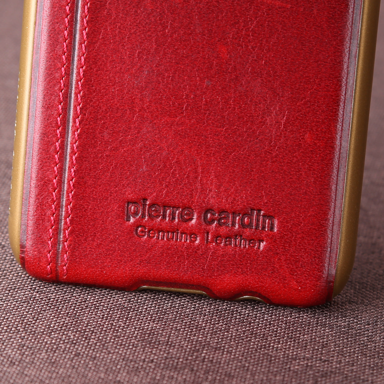 PIERRE CARDIN Stitched Genuine Leather Coated PC Case for Samsung Galaxy S8 SM-G950
