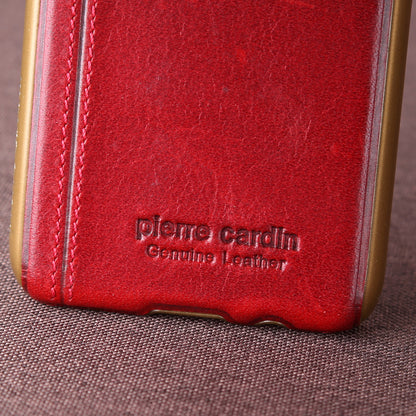 PIERRE CARDIN Stitched Genuine Leather Coated PC Case for Samsung Galaxy S8 SM-G950