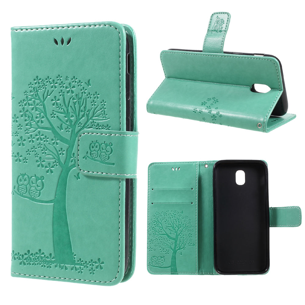 Imprint Tree Owl Leather Wallet Case for Samsung Galaxy J3 (2017) EU Version