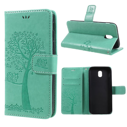 Imprint Tree Owl Leather Wallet Case for Samsung Galaxy J3 (2017) EU Version