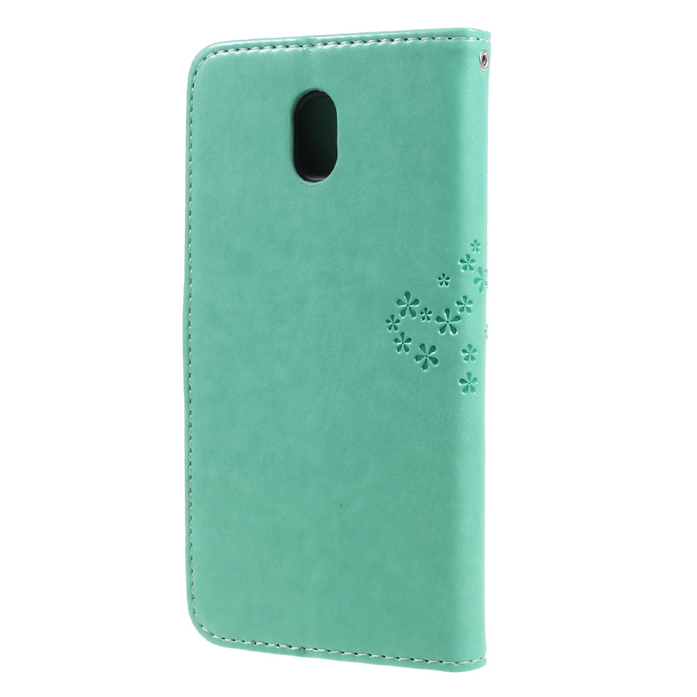 Imprint Tree Owl Leather Wallet Case for Samsung Galaxy J3 (2017) EU Version
