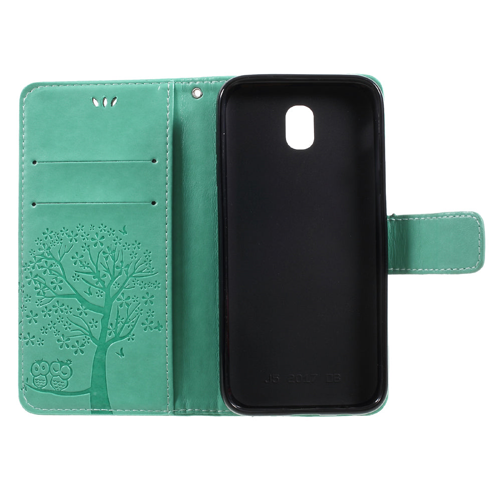 Imprint Tree Owl Leather Wallet Case for Samsung Galaxy J3 (2017) EU Version