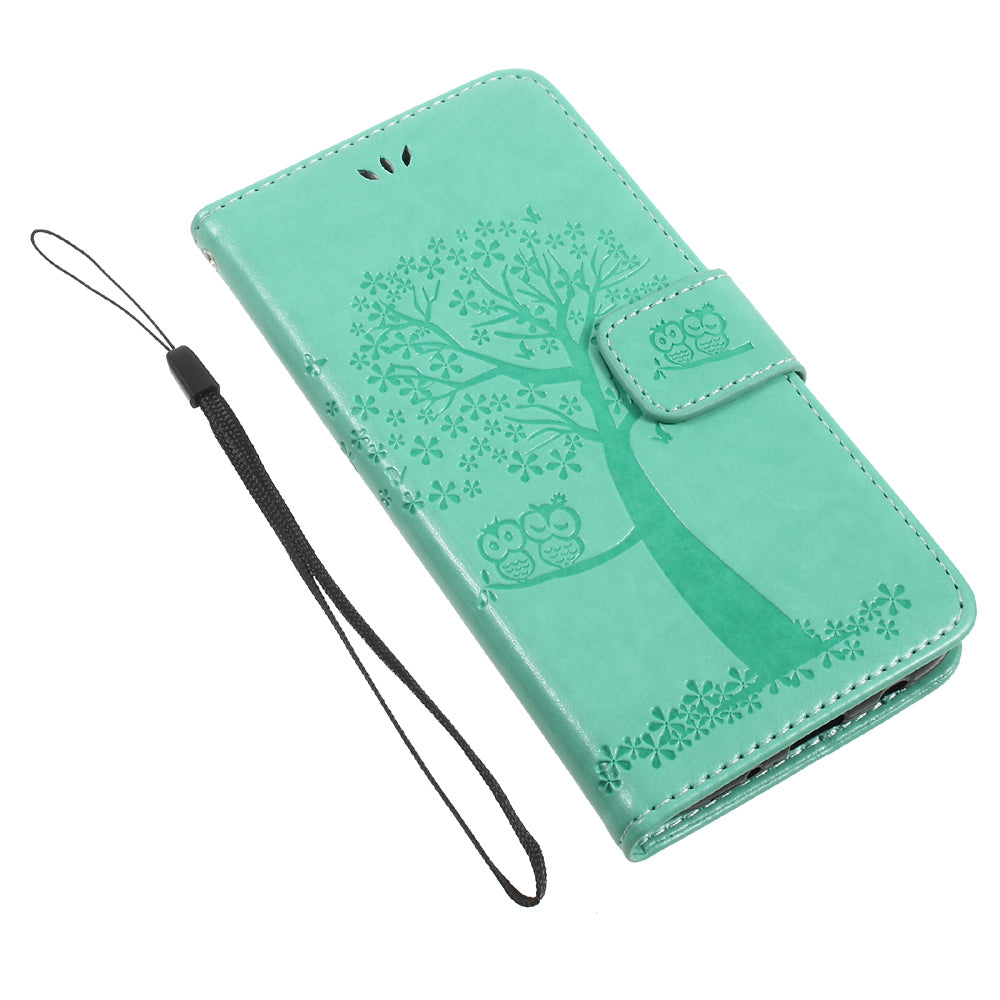 Imprint Tree Owl Leather Wallet Case for Samsung Galaxy J3 (2017) EU Version