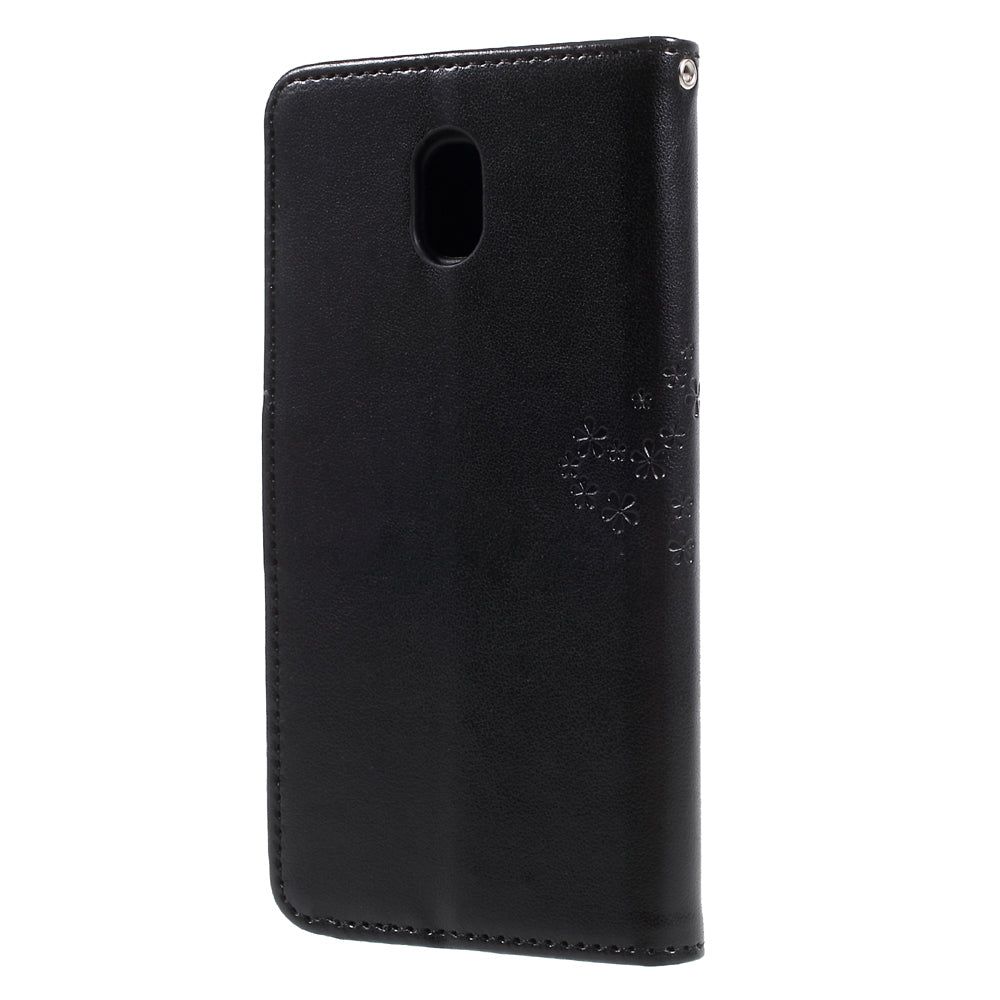 Imprint Tree Owl Leather Wallet Case for Samsung Galaxy J3 (2017) EU Version