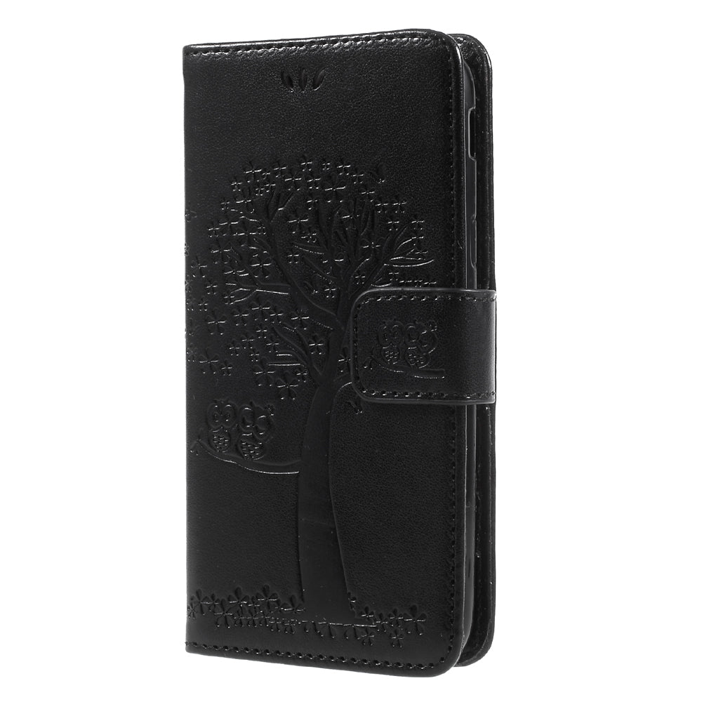 Imprint Tree Owl Leather Wallet Case for Samsung Galaxy J3 (2017) EU Version