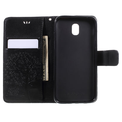 Imprint Tree Owl Leather Wallet Case for Samsung Galaxy J3 (2017) EU Version
