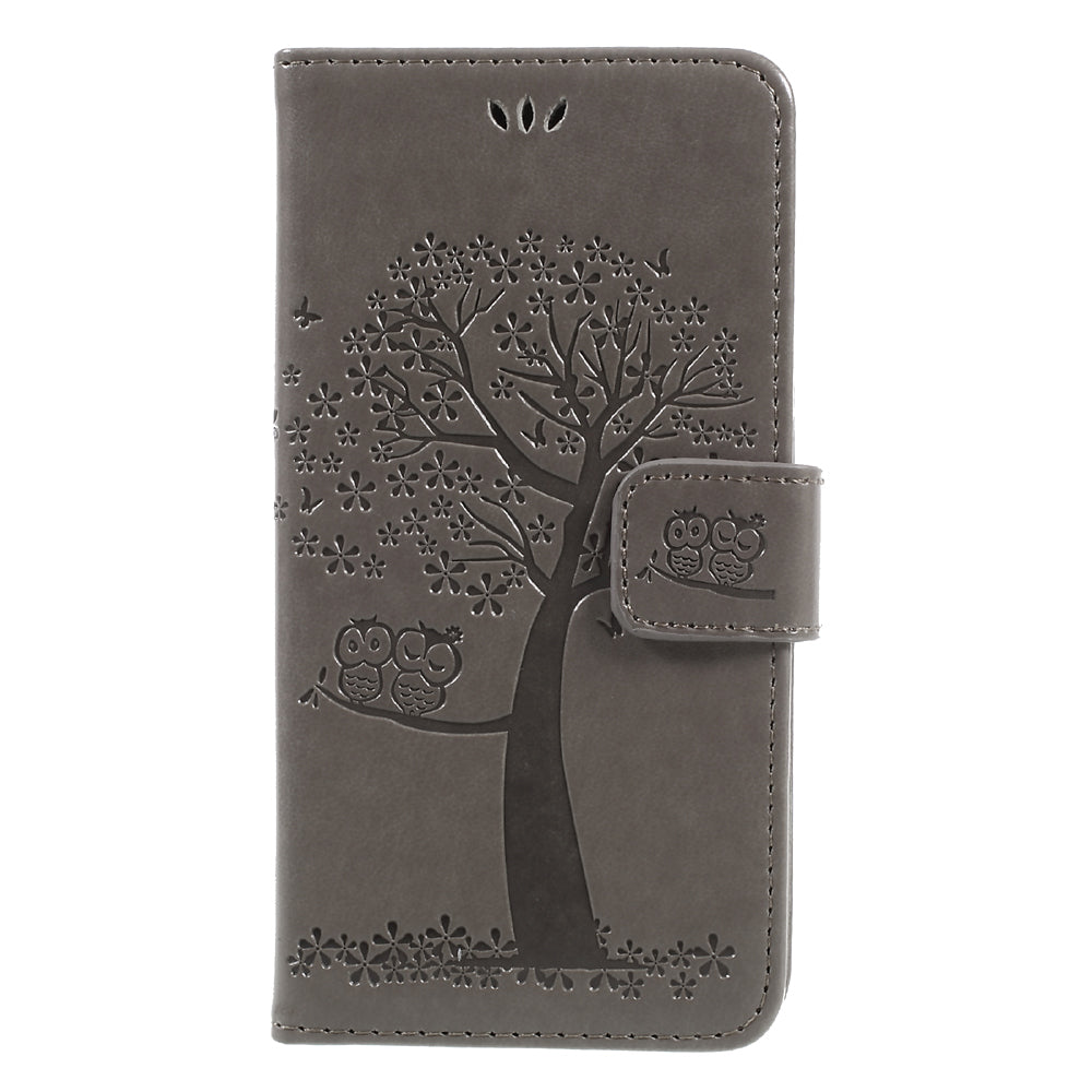 Imprint Tree Owl Leather Wallet Case for Samsung Galaxy J3 (2017) EU Version