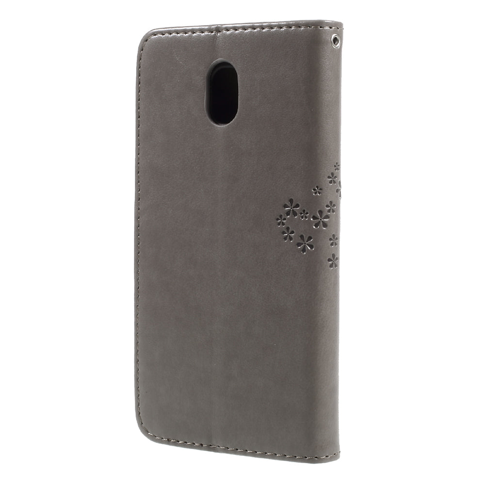 Imprint Tree Owl Leather Wallet Case for Samsung Galaxy J3 (2017) EU Version