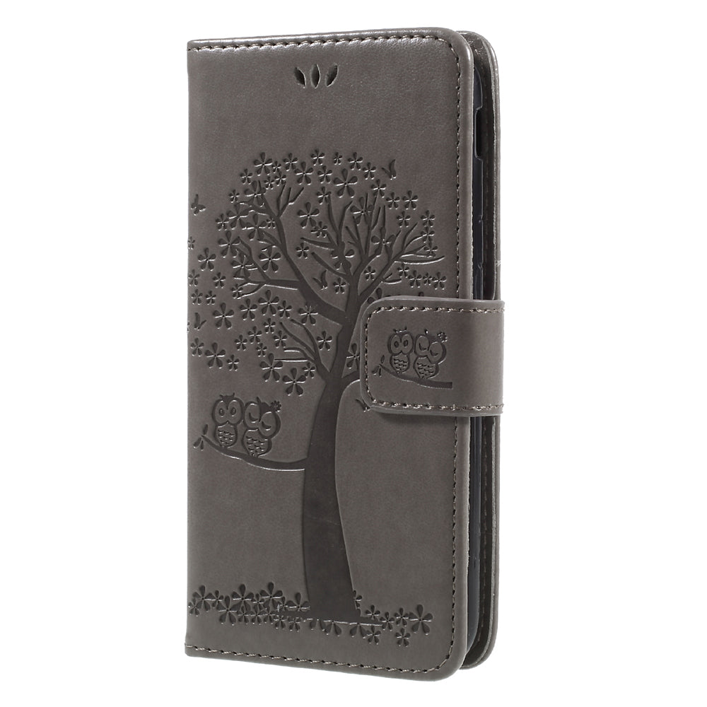 Imprint Tree Owl Leather Wallet Case for Samsung Galaxy J3 (2017) EU Version