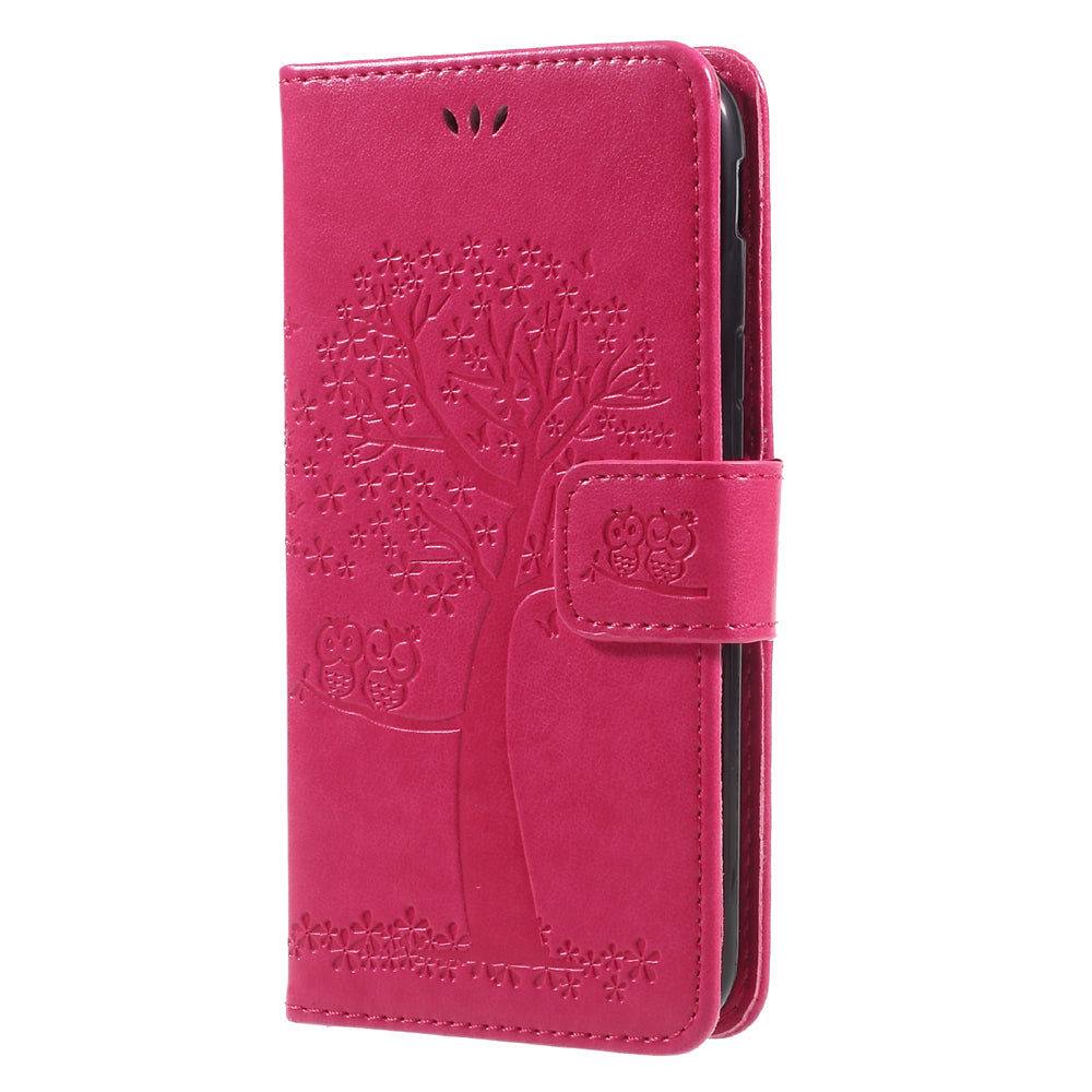 Imprint Tree Owl Leather Wallet Case for Samsung Galaxy J3 (2017) EU Version