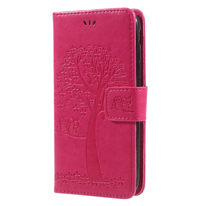 Imprint Tree Owl Leather Wallet Case for Samsung Galaxy J3 (2017) EU Version