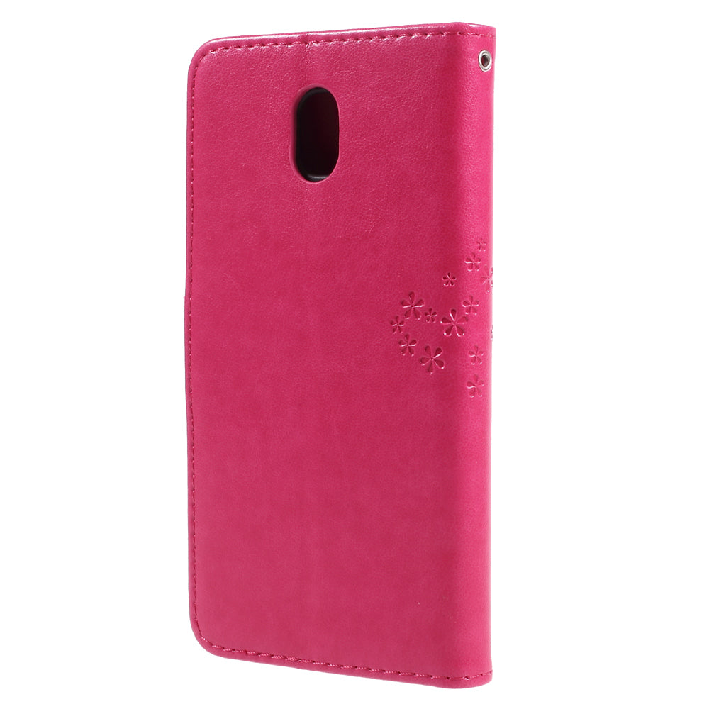 Imprint Tree Owl Leather Wallet Case for Samsung Galaxy J3 (2017) EU Version