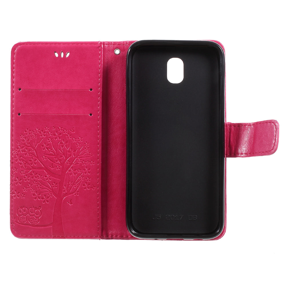 Imprint Tree Owl Leather Wallet Case for Samsung Galaxy J3 (2017) EU Version