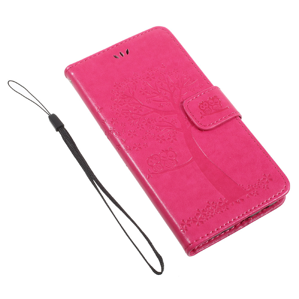 Imprint Tree Owl Leather Wallet Case for Samsung Galaxy J3 (2017) EU Version