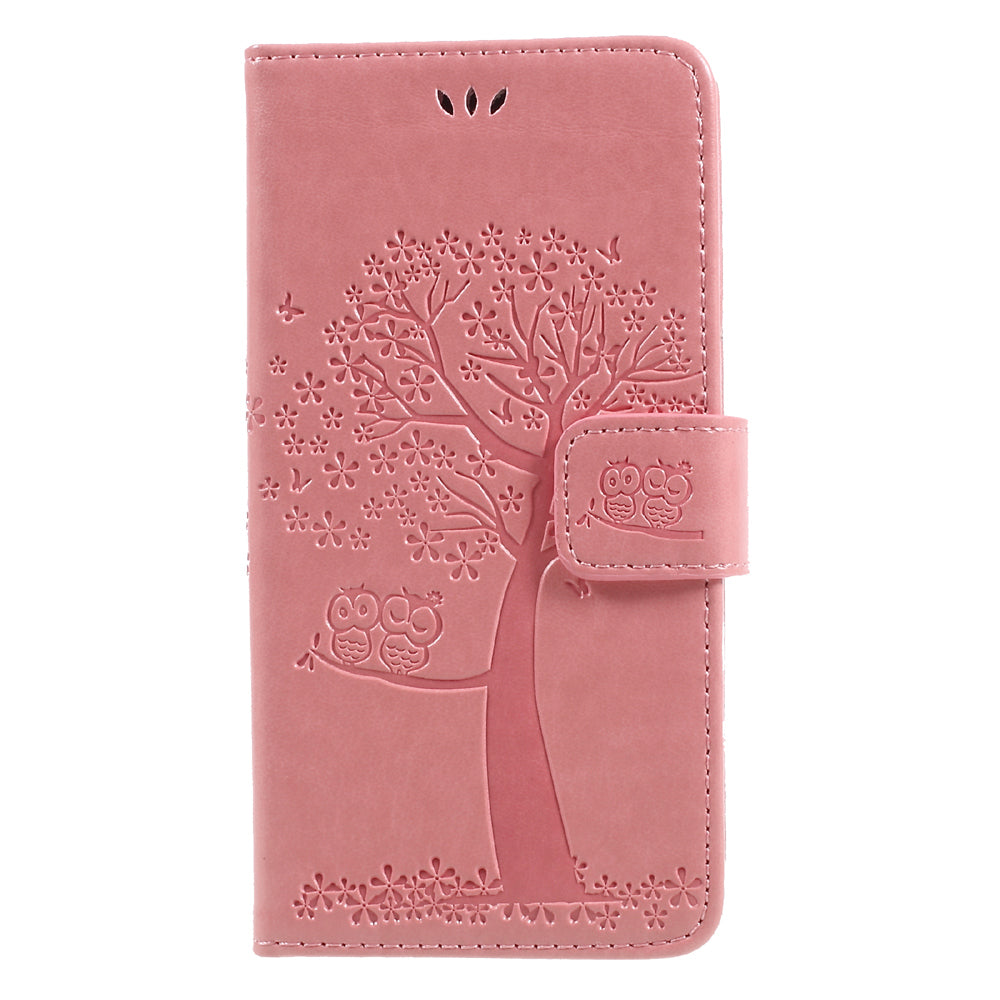 Imprint Tree Owl Leather Wallet Case for Samsung Galaxy J3 (2017) EU Version