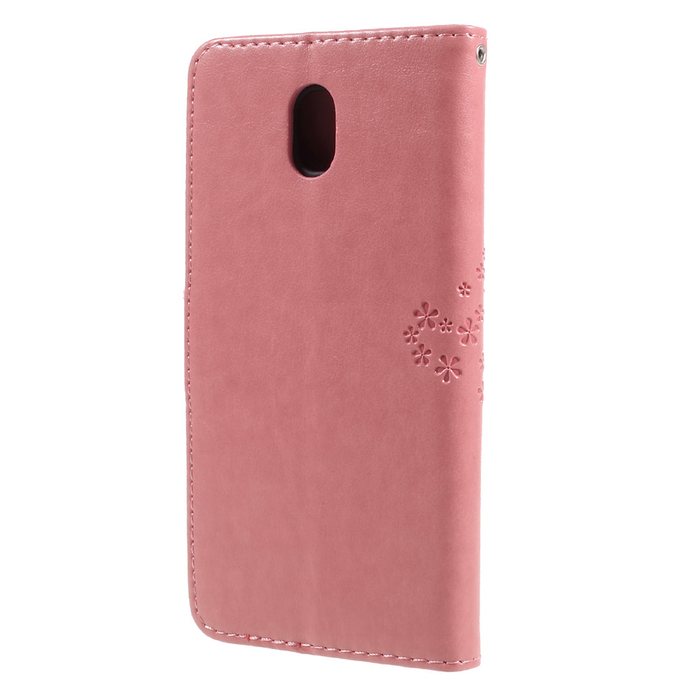 Imprint Tree Owl Leather Wallet Case for Samsung Galaxy J3 (2017) EU Version