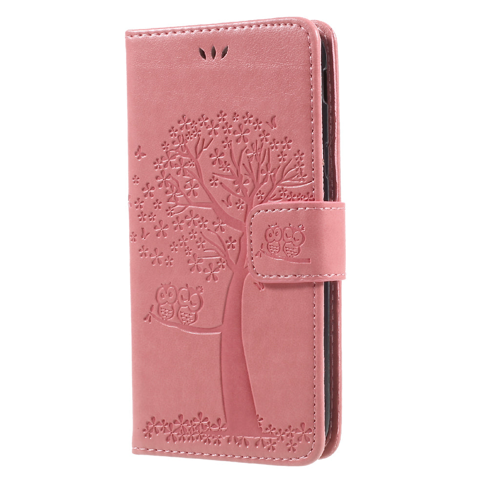 Imprint Tree Owl Leather Wallet Case for Samsung Galaxy J3 (2017) EU Version