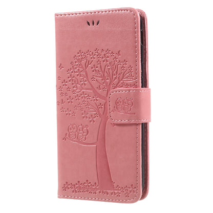 Imprint Tree Owl Leather Wallet Case for Samsung Galaxy J3 (2017) EU Version