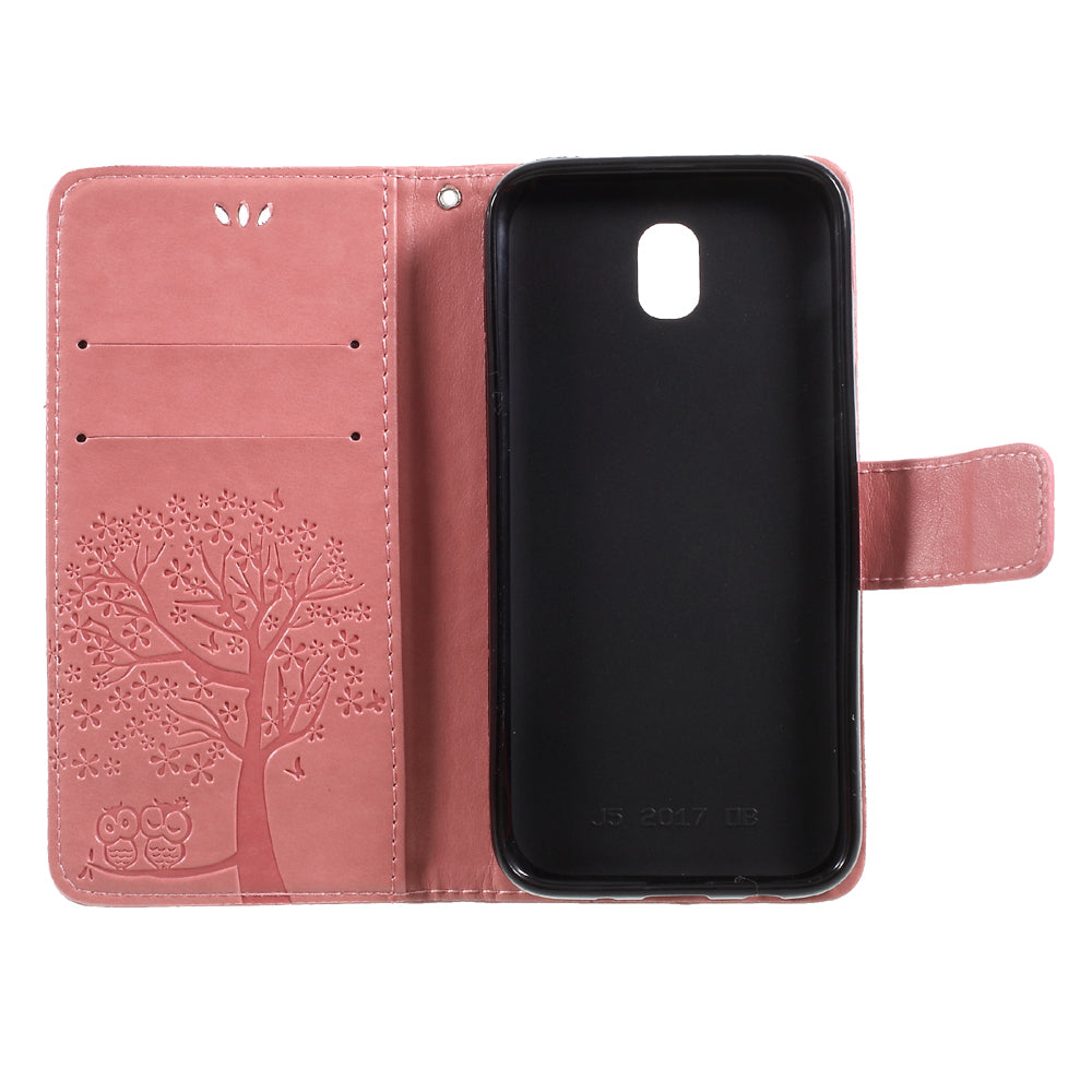 Imprint Tree Owl Leather Wallet Case for Samsung Galaxy J3 (2017) EU Version