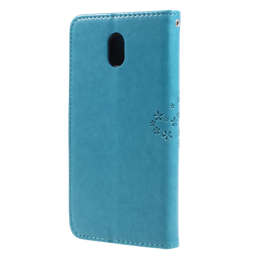 Imprint Tree Owl Leather Wallet Case for Samsung Galaxy J3 (2017) EU Version