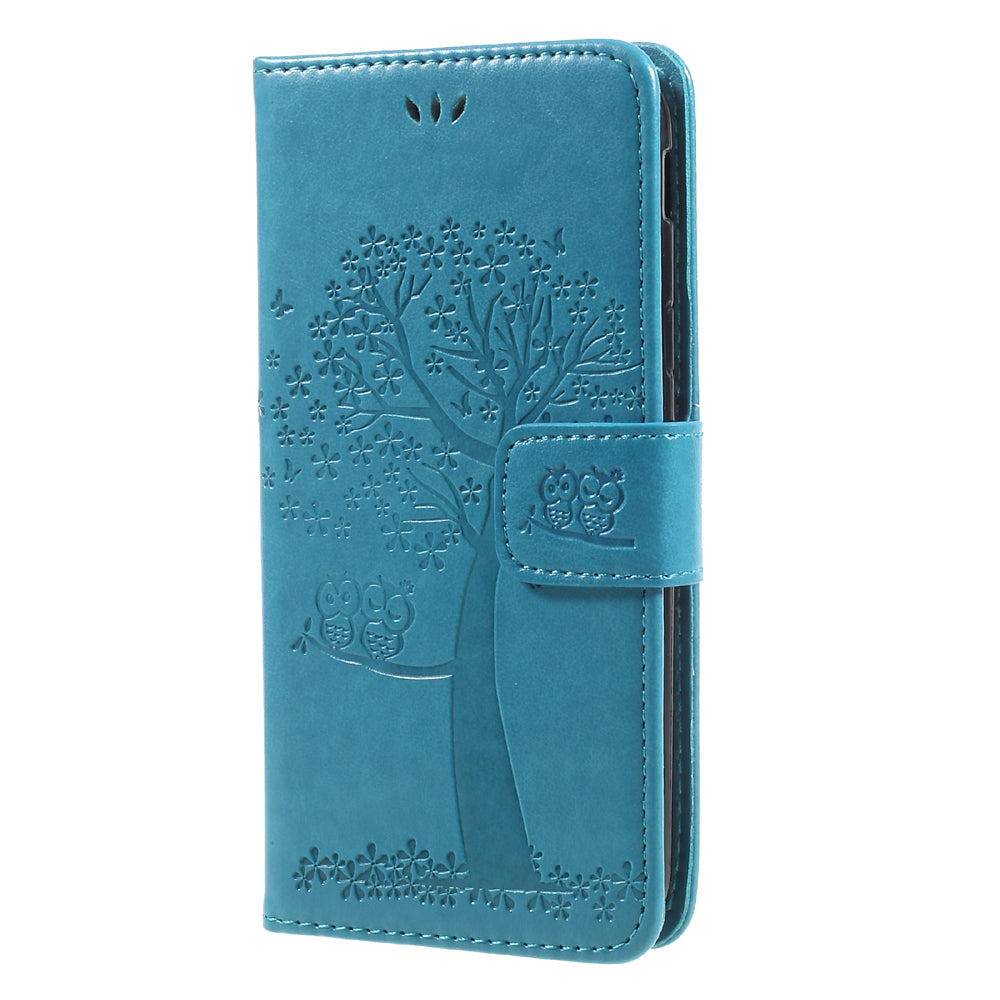 Imprint Tree Owl Leather Wallet Case for Samsung Galaxy J3 (2017) EU Version