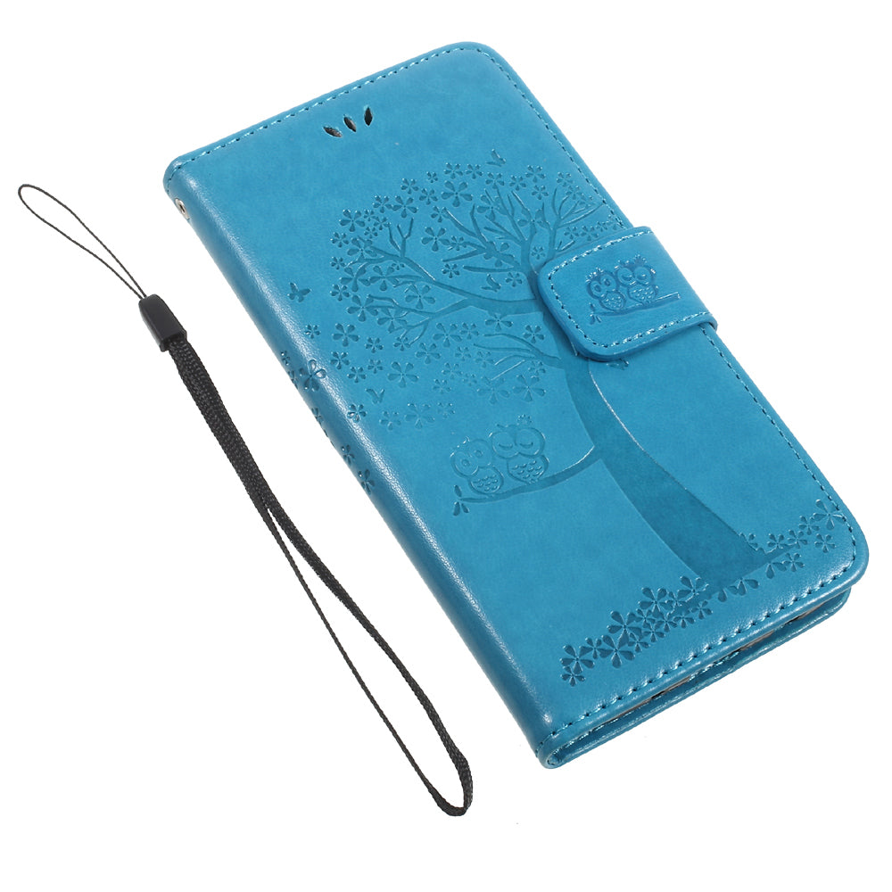 Imprint Tree Owl Leather Wallet Case for Samsung Galaxy J3 (2017) EU Version