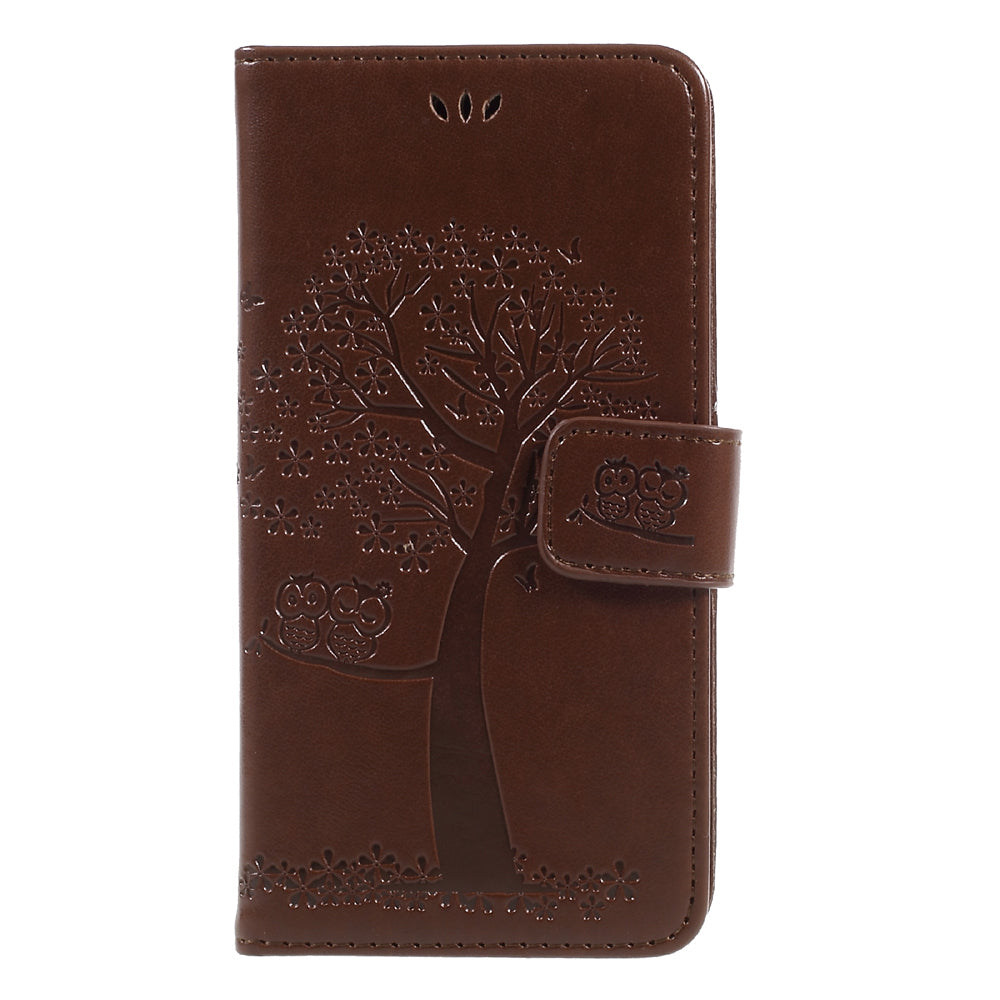 Imprint Tree Owl Leather Wallet Case for Samsung Galaxy J3 (2017) EU Version