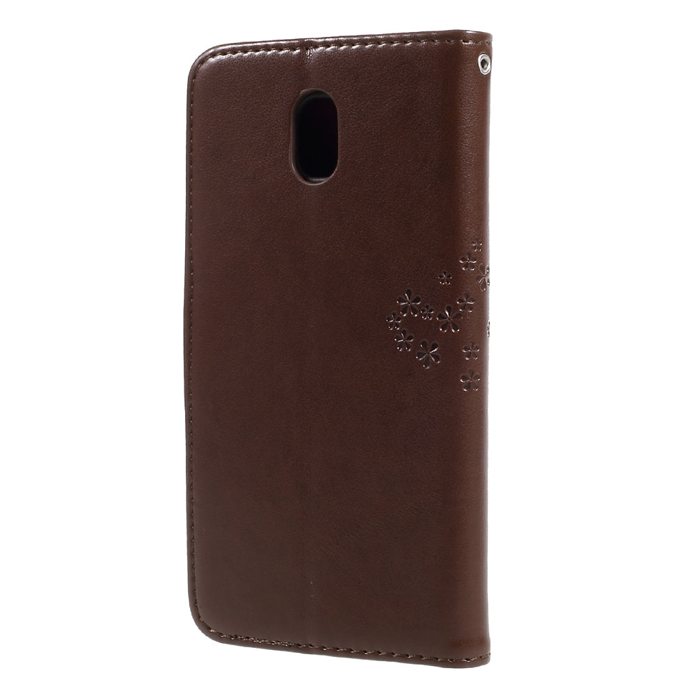 Imprint Tree Owl Leather Wallet Case for Samsung Galaxy J3 (2017) EU Version