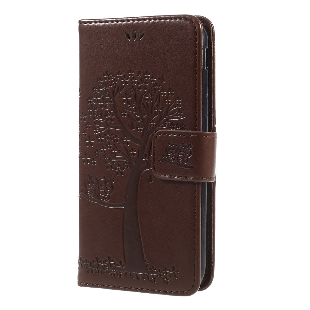 Imprint Tree Owl Leather Wallet Case for Samsung Galaxy J3 (2017) EU Version