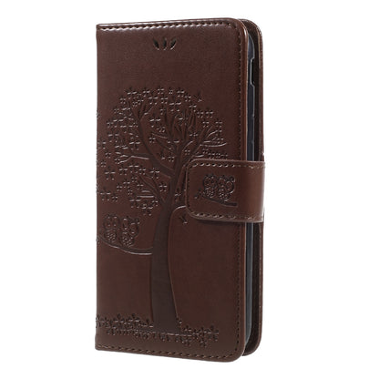 Imprint Tree Owl Leather Wallet Case for Samsung Galaxy J3 (2017) EU Version