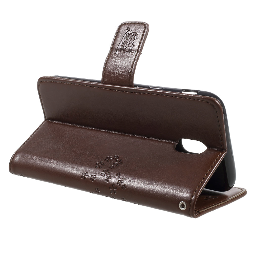 Imprint Tree Owl Leather Wallet Case for Samsung Galaxy J3 (2017) EU Version