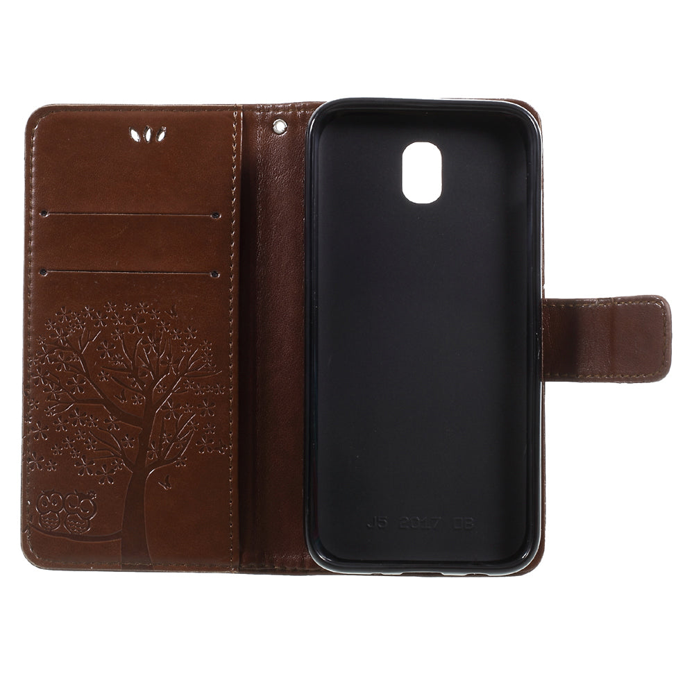 Imprint Tree Owl Leather Wallet Case for Samsung Galaxy J3 (2017) EU Version
