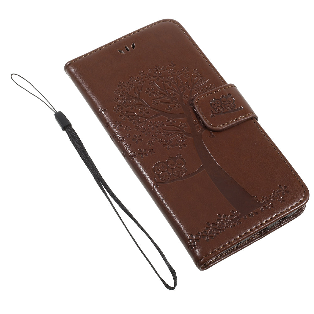 Imprint Tree Owl Leather Wallet Case for Samsung Galaxy J3 (2017) EU Version