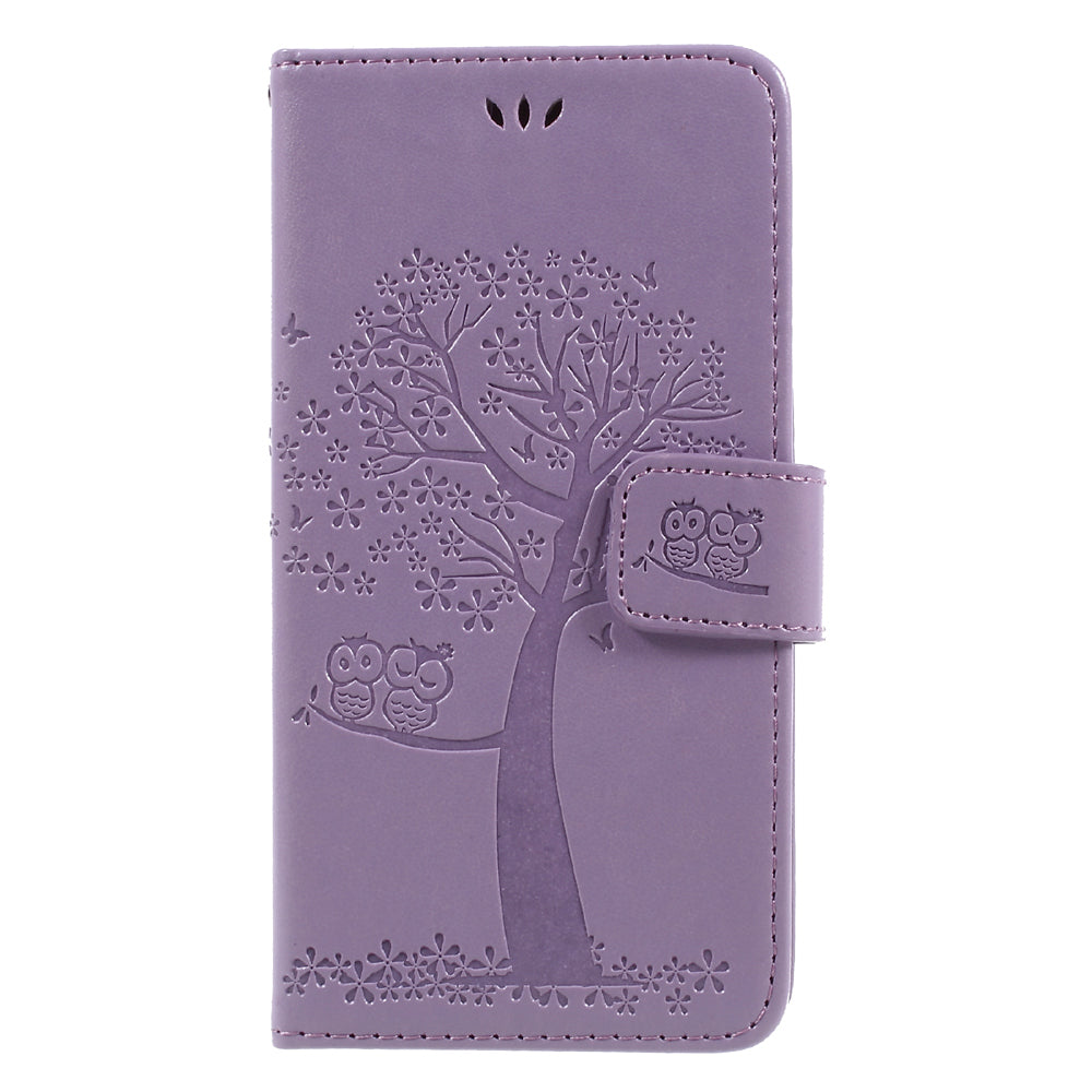 Imprint Tree Owl Leather Wallet Case for Samsung Galaxy J3 (2017) EU Version