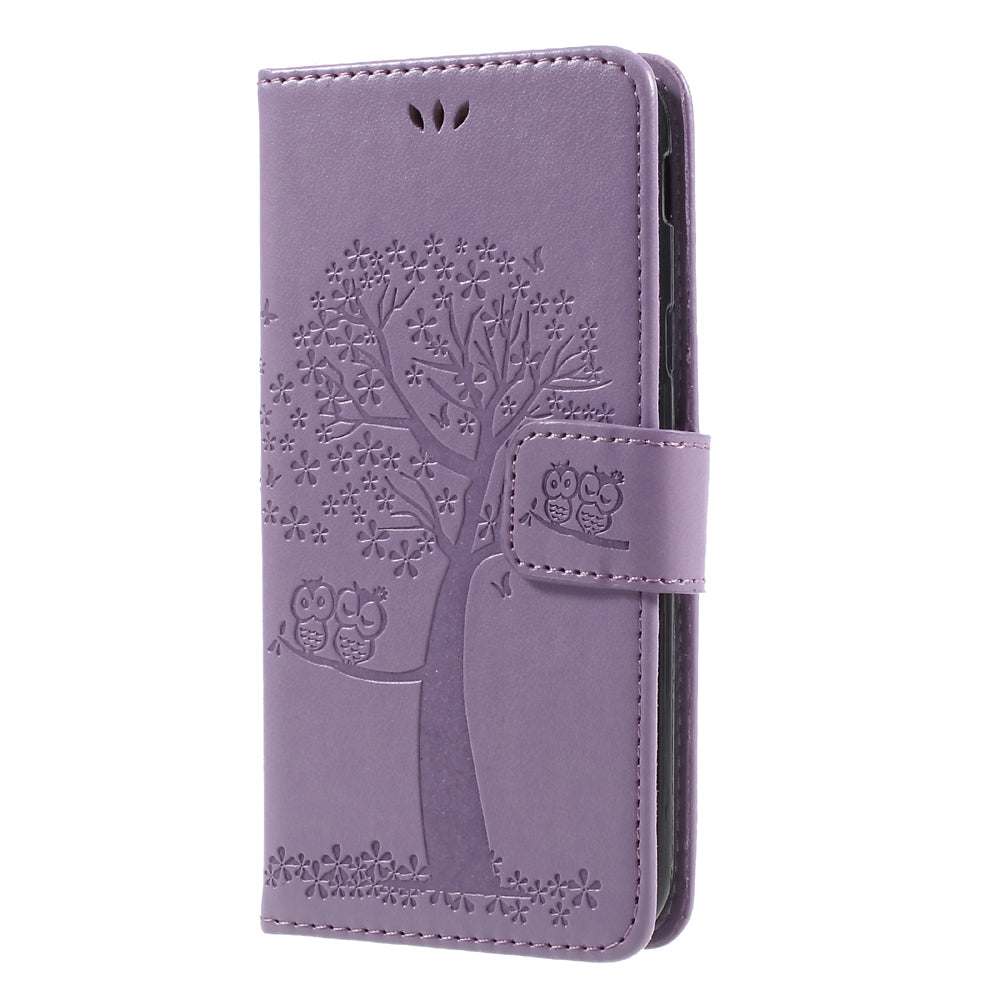 Imprint Tree Owl Leather Wallet Case for Samsung Galaxy J3 (2017) EU Version