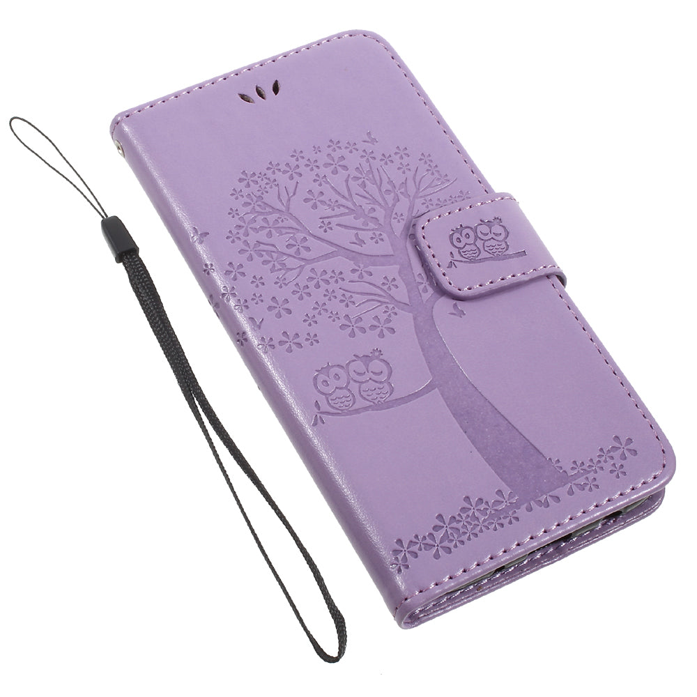 Imprint Tree Owl Leather Wallet Case for Samsung Galaxy J3 (2017) EU Version