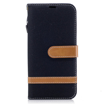 Two-tone Jean Cloth PU Leather Wallet Stand Case for Samsung Galaxy J5 (2017) J530 EU Version