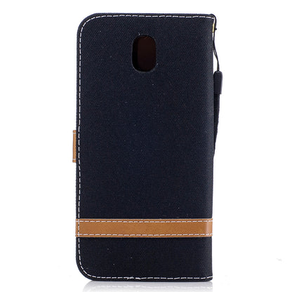 Two-tone Jean Cloth PU Leather Wallet Stand Case for Samsung Galaxy J5 (2017) J530 EU Version