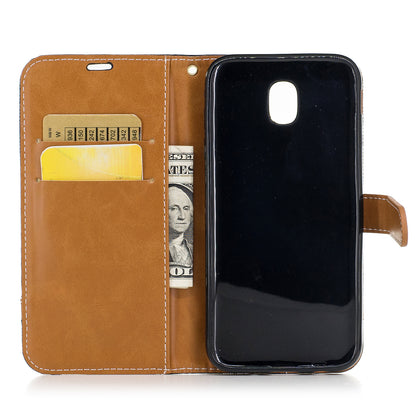Two-tone Jean Cloth PU Leather Wallet Stand Case for Samsung Galaxy J5 (2017) J530 EU Version