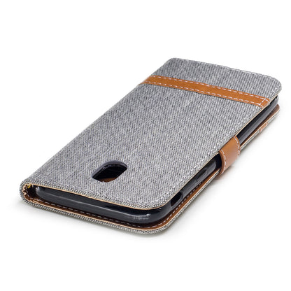Two-tone Jean Cloth PU Leather Wallet Stand Case for Samsung Galaxy J5 (2017) J530 EU Version
