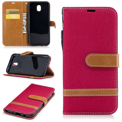 Two-tone Jean Cloth PU Leather Wallet Stand Case for Samsung Galaxy J5 (2017) J530 EU Version