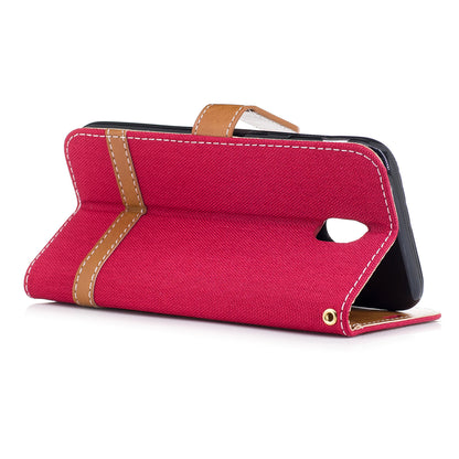 Two-tone Jean Cloth PU Leather Wallet Stand Case for Samsung Galaxy J5 (2017) J530 EU Version