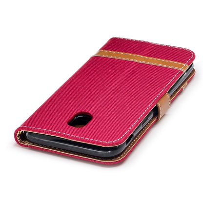 Two-tone Jean Cloth PU Leather Wallet Stand Case for Samsung Galaxy J5 (2017) J530 EU Version