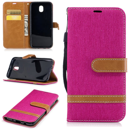 Two-tone Jean Cloth PU Leather Wallet Stand Case for Samsung Galaxy J5 (2017) J530 EU Version