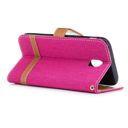 Two-tone Jean Cloth PU Leather Wallet Stand Case for Samsung Galaxy J5 (2017) J530 EU Version